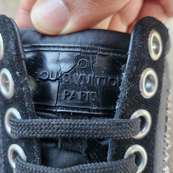 Louis Vuitton Men Sneaker Lace Up Shoes Black Suede/Fabric Upper Made in Italy 8 - Picture 7 of 12